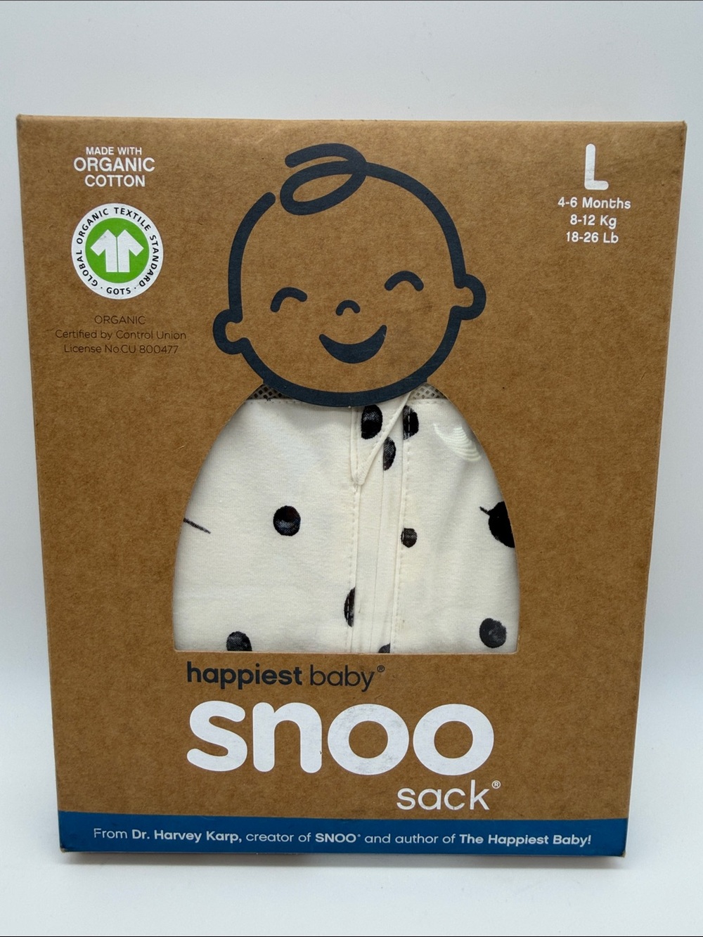 New Happiest Baby SNOO SACK SLEEP Ivory Gray Planets Stars sz L 4-6mos 18-26lbs